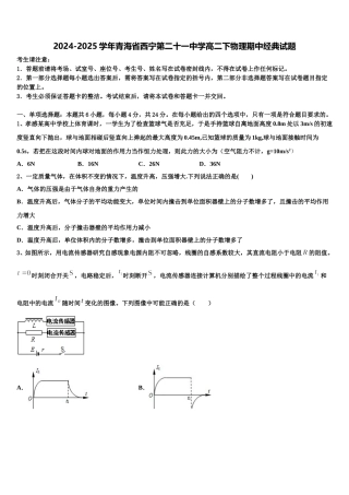 2024-2025学年青海省西宁第二十一中学高二下物理期中经典试题含解析