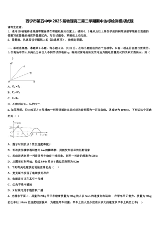 西宁市第五中学2025届物理高二第二学期期中达标检测模拟试题含解析