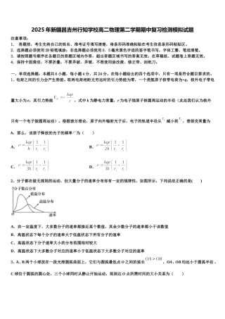 2025年新疆昌吉州行知学校高二物理第二学期期中复习检测模拟试题含解析