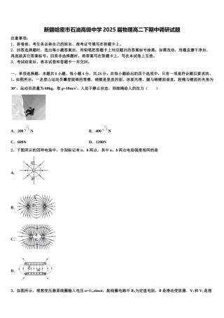新疆哈密市石油高级中学2025届物理高二下期中调研试题含解析
