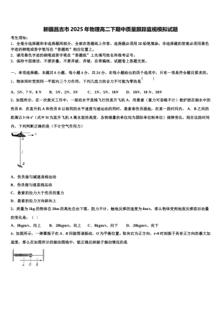 新疆昌吉市2025年物理高二下期中质量跟踪监视模拟试题含解析