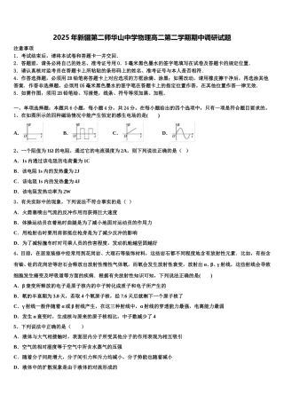 2025年新疆第二师华山中学物理高二第二学期期中调研试题含解析
