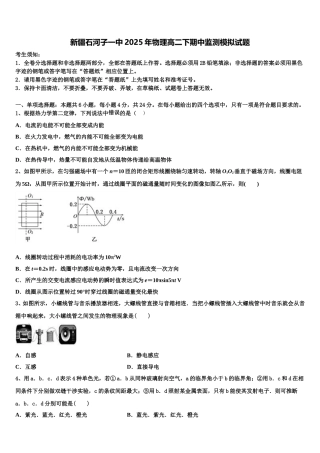 新疆石河子一中2025年物理高二下期中监测模拟试题含解析