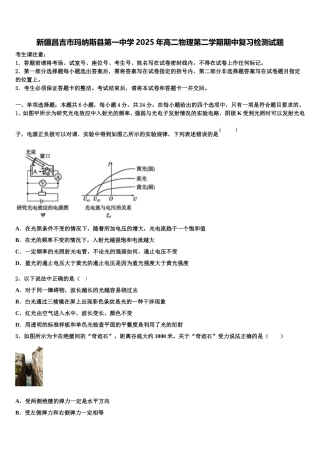 新疆昌吉市玛纳斯县第一中学2025年高二物理第二学期期中复习检测试题含解析