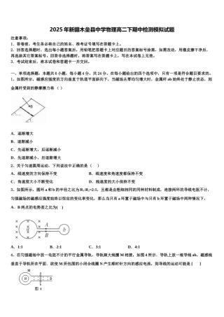 2025年新疆木垒县中学物理高二下期中检测模拟试题含解析