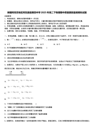新疆阿克苏地区阿瓦提县第四中学2025年高二下物理期中质量跟踪监视模拟试题含解析