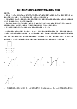 2025年山西省西安中学物理高二下期中复习检测试题含解析