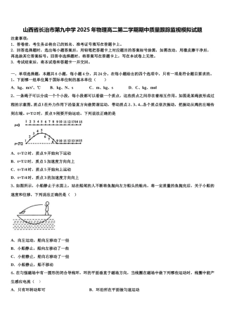 山西省长治市第九中学2025年物理高二第二学期期中质量跟踪监视模拟试题含解析