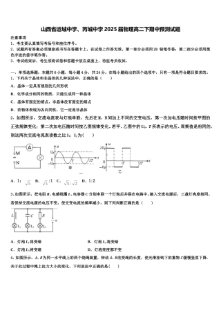 山西省运城中学、芮城中学2025届物理高二下期中预测试题含解析
