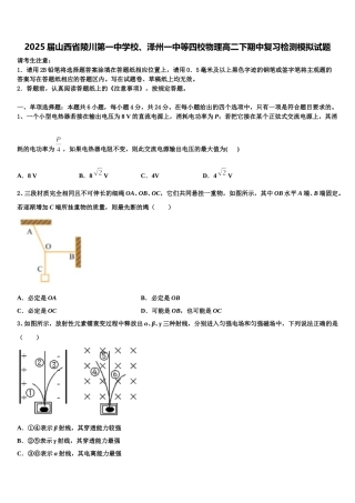 2025届山西省陵川第一中学校、泽州一中等四校物理高二下期中复习检测模拟试题含解析