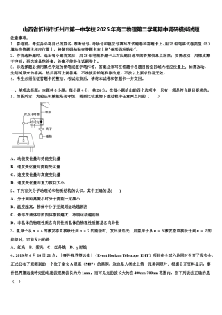 山西省忻州市忻州市第一中学校2025年高二物理第二学期期中调研模拟试题含解析