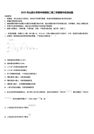 2025年山西大学附中物理高二第二学期期中检测试题含解析