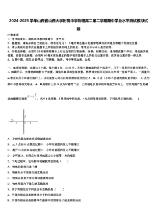 2024-2025学年山西省山西大学附属中学物理高二第二学期期中学业水平测试模拟试题含解析