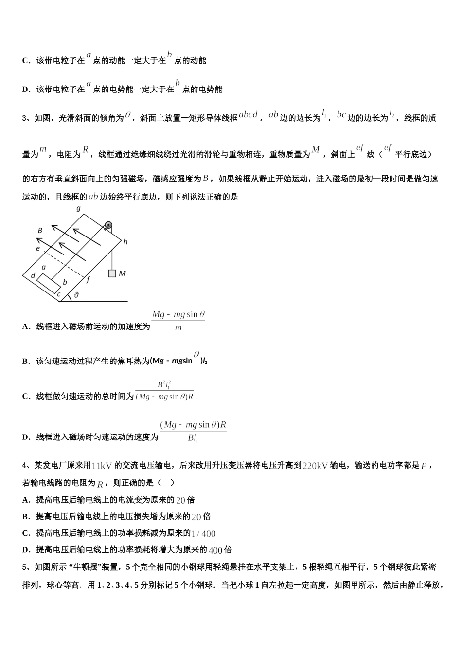 2025年河北省邯郸市临漳第一中学物理高二第二学期期中质量跟踪监视试题含解析_第2页