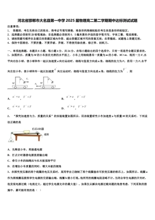 河北省邯郸市大名县第一中学2025届物理高二第二学期期中达标测试试题含解析