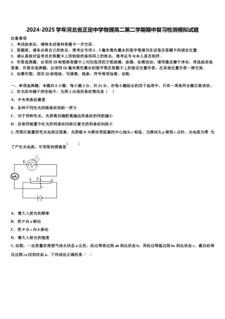 2024-2025学年河北省正定中学物理高二第二学期期中复习检测模拟试题含解析