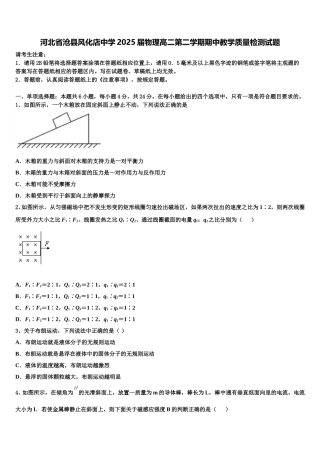 河北省沧县风化店中学2025届物理高二第二学期期中教学质量检测试题含解析