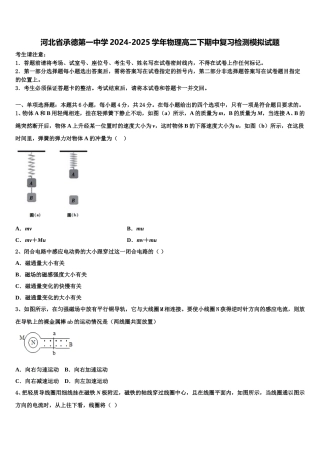 河北省承德第一中学2024-2025学年物理高二下期中复习检测模拟试题含解析