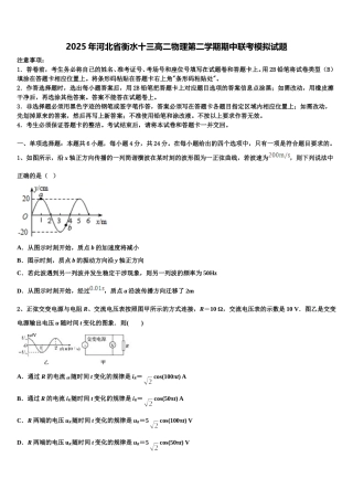 2025年河北省衡水十三高二物理第二学期期中联考模拟试题含解析