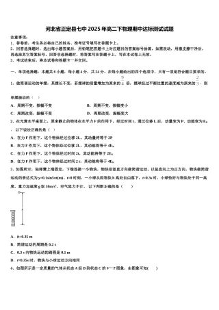 河北省正定县七中2025年高二下物理期中达标测试试题含解析