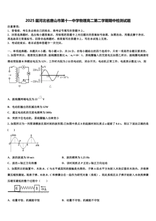 2025届河北省唐山市第十一中学物理高二第二学期期中检测试题含解析