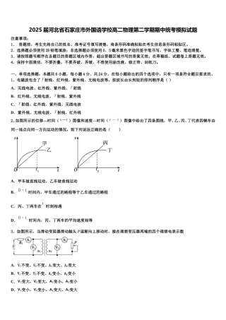 2025届河北省石家庄市外国语学校高二物理第二学期期中统考模拟试题含解析