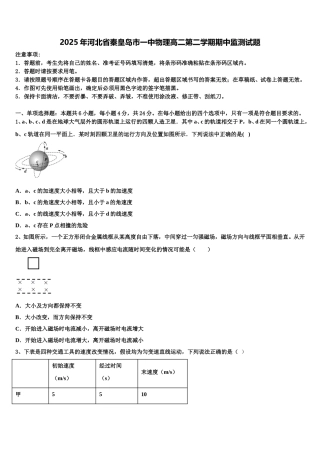 2025年河北省秦皇岛市一中物理高二第二学期期中监测试题含解析