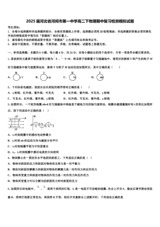 2025届河北省河间市第一中学高二下物理期中复习检测模拟试题含解析
