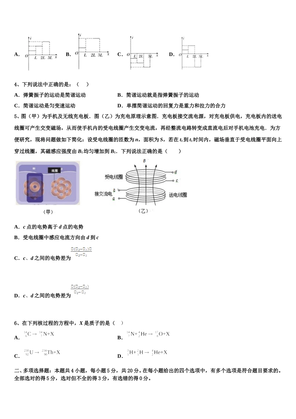 2024-2025学年河北省鸡泽县第一中学物理高二下期中监测模拟试题含解析_第2页