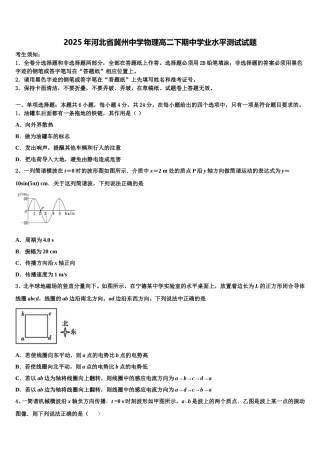 2025年河北省冀州中学物理高二下期中学业水平测试试题含解析