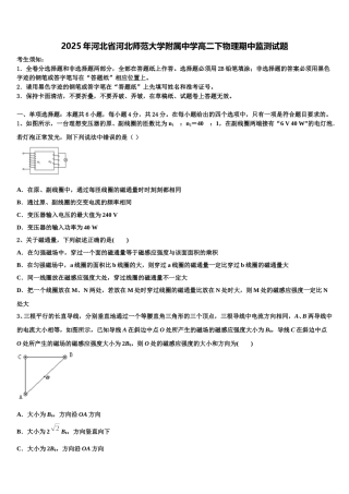 2025年河北省河北师范大学附属中学高二下物理期中监测试题含解析