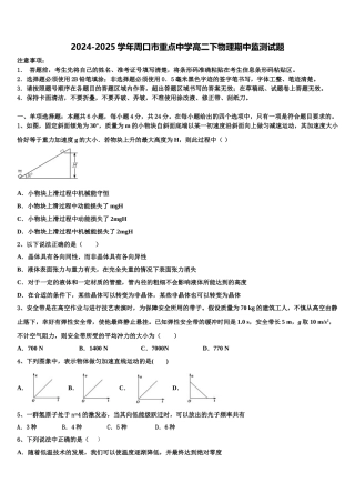 2024-2025学年周口市重点中学高二下物理期中监测试题含解析