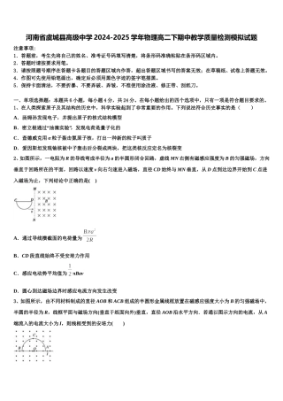 河南省虞城县高级中学2024-2025学年物理高二下期中教学质量检测模拟试题含解析