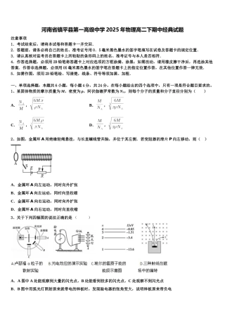河南省镇平县第一高级中学2025年物理高二下期中经典试题含解析