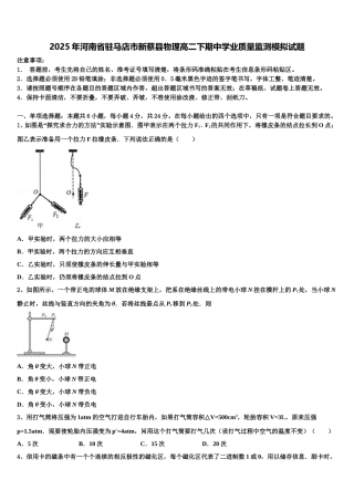 2025年河南省驻马店市新蔡县物理高二下期中学业质量监测模拟试题含解析
