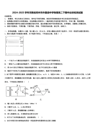 2024-2025学年河南省郑州市外国语中学物理高二下期中达标检测试题含解析
