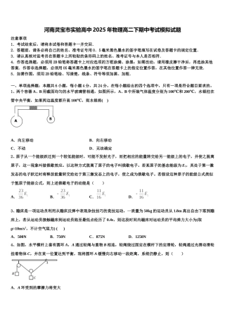 河南灵宝市实验高中2025年物理高二下期中考试模拟试题含解析