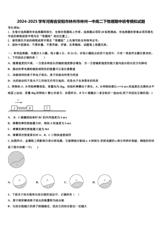 2024-2025学年河南省安阳市林州市林州一中高二下物理期中统考模拟试题含解析