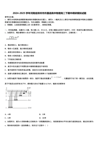 2024-2025学年河南省郑州市外国语高中物理高二下期中调研模拟试题含解析