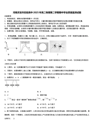 河南灵宝市实验高中2025年高二物理第二学期期中学业质量监测试题含解析