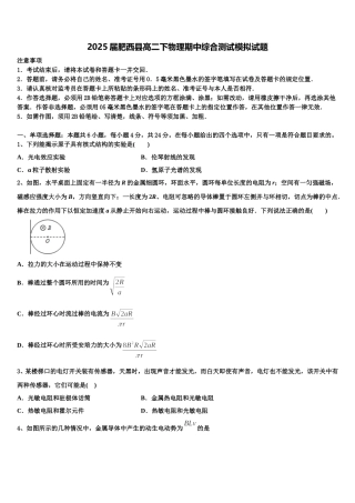 2025届肥西县高二下物理期中综合测试模拟试题含解析