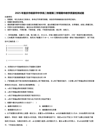2025年重庆市杨家坪中学高二物理第二学期期中教学质量检测试题含解析