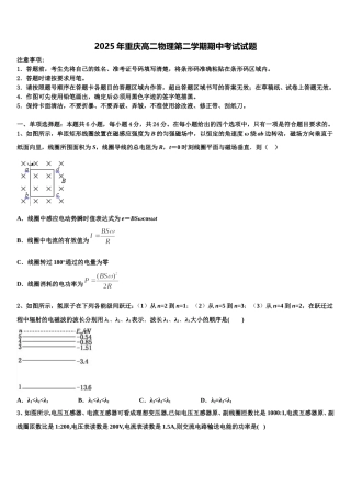 2025年重庆高二物理第二学期期中考试试题含解析