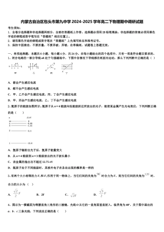 内蒙古自治区包头市第九中学2024-2025学年高二下物理期中调研试题含解析