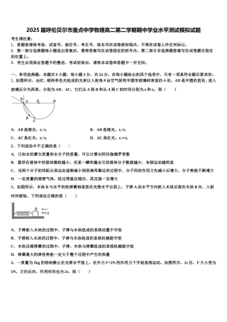 2025届呼伦贝尔市重点中学物理高二第二学期期中学业水平测试模拟试题含解析