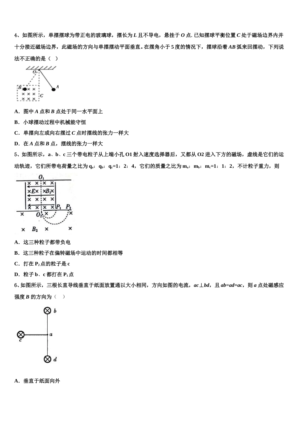 2024-2025学年内蒙古阿拉善盟物理高二第二学期期中调研模拟试题含解析_第2页