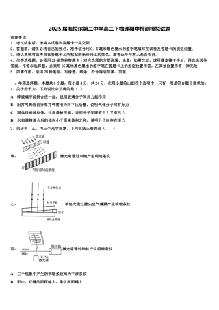 2025届海拉尔第二中学高二下物理期中检测模拟试题含解析