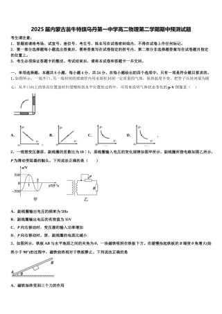 2025届内蒙古翁牛特旗乌丹第一中学高二物理第二学期期中预测试题含解析