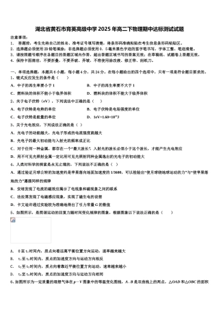 湖北省黄石市育英高级中学2025年高二下物理期中达标测试试题含解析