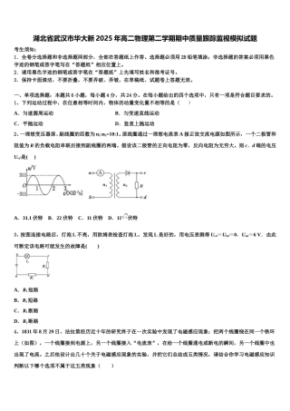 湖北省武汉市华大新2025年高二物理第二学期期中质量跟踪监视模拟试题含解析